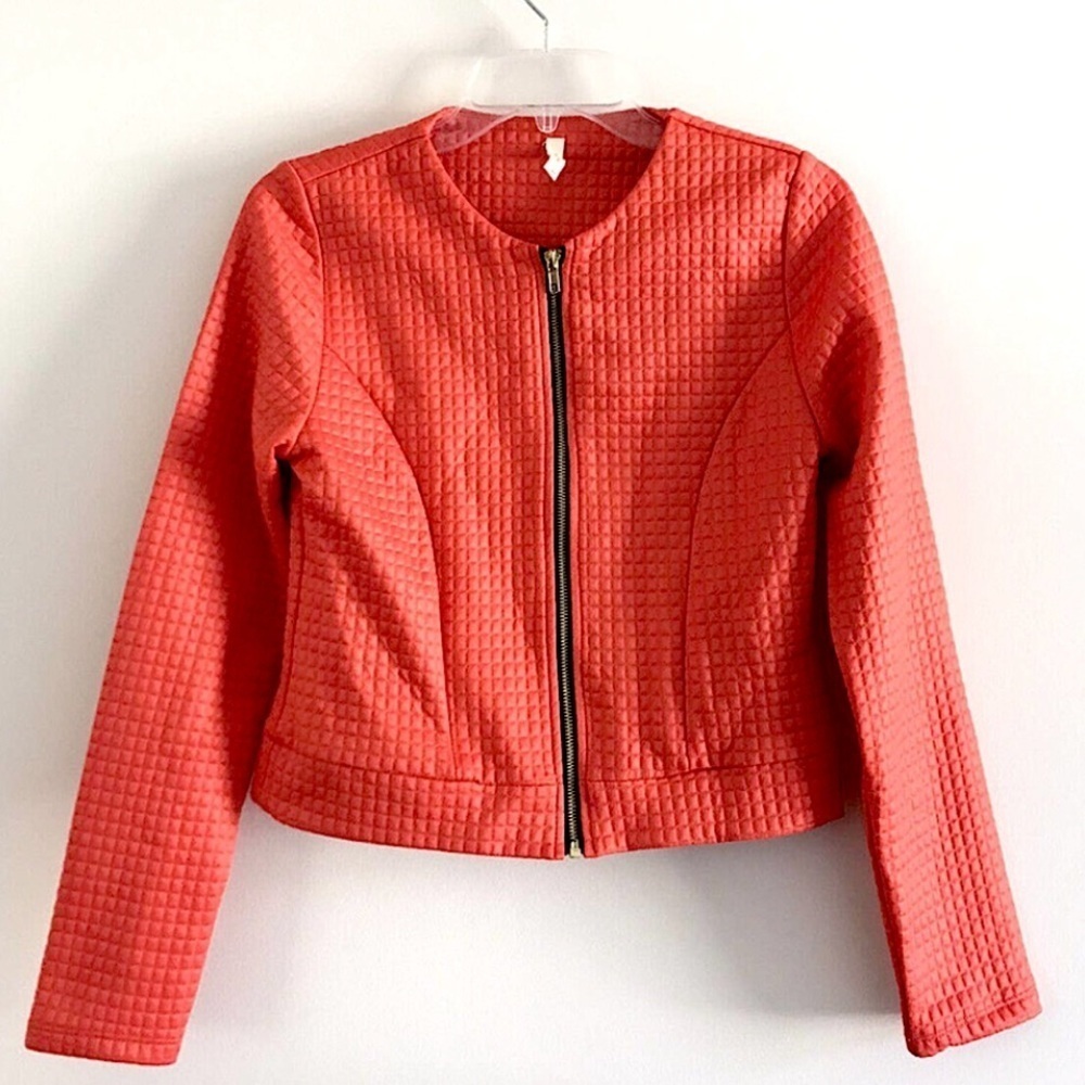 Tyche | Zip Up Quilted Jacket Womens Size L Long Sleeves Crew Neck
